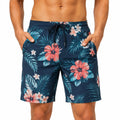 Bañador para hombre talla L azul marino con estampado floral y cordón ajustable