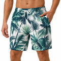 Bañador de hombre talla M verde y blanco con estampado tropical - corto con cordón