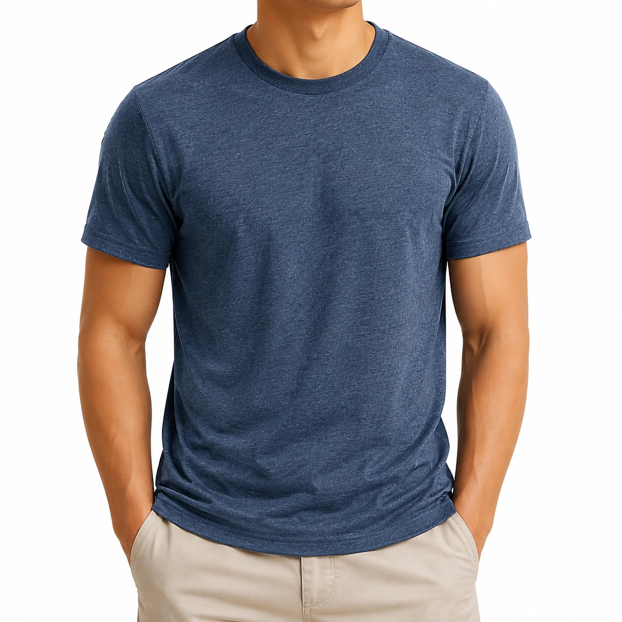 Camiseta de manga corta talla M azul marino de tejido de punto estilo básico