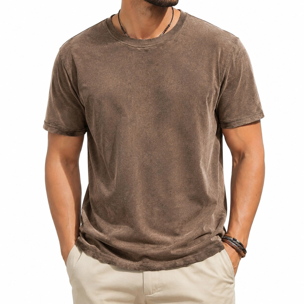 Camiseta de manga corta talla M en tejido marrón de estilo casual