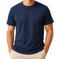 Camiseta de hombre talla L de tejido azul marino de manga corta para uso diario estilo básico
