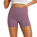 Pantalón corto deportivo M de tejido elástico malva de cintura alta para entrenamiento