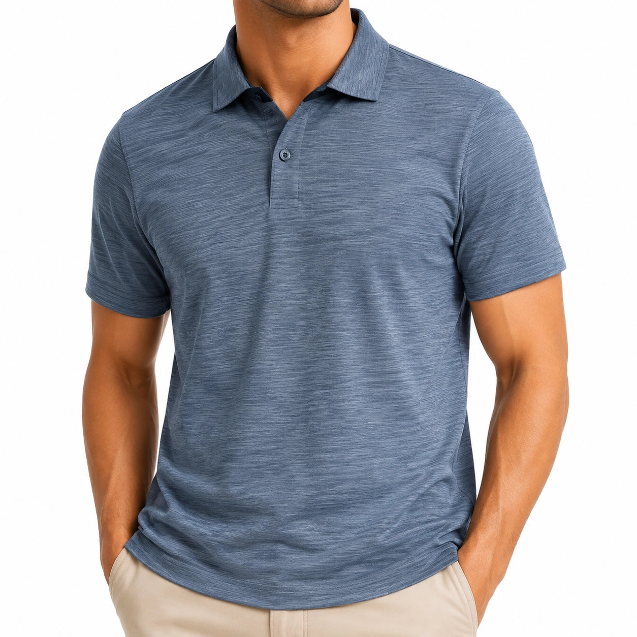 Polo de hombre talla M azul de tejido ligero manga corta informal