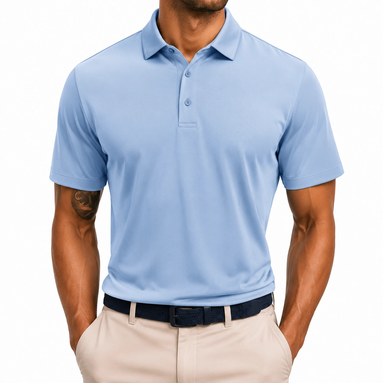 Polo de hombre talla M de tejido azul claro manga corta estilo casual