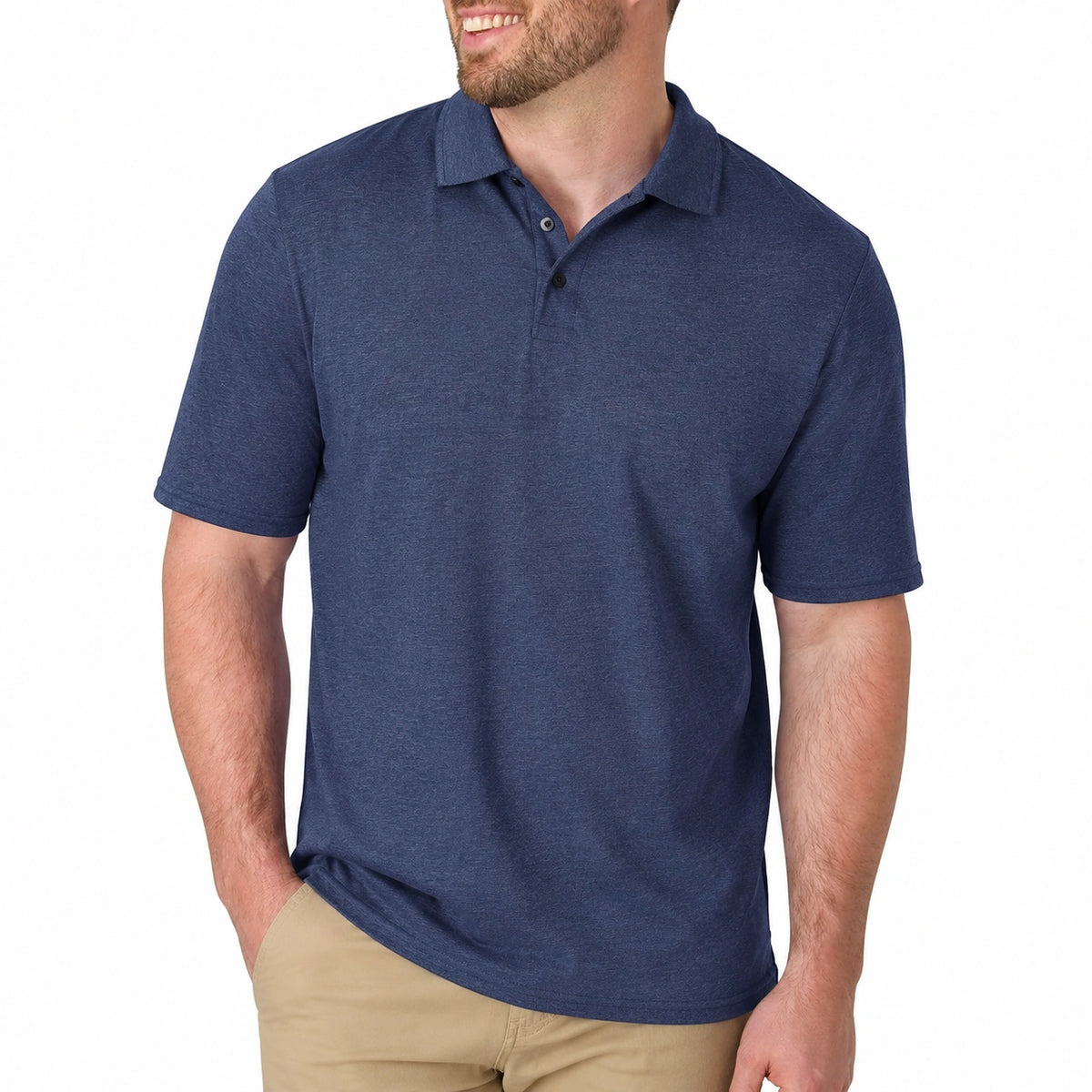 Polo de hombre talla M azul marino de punto de manga corta estilo casual