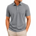 Polo de hombre talla L gris de tejido texturizado manga corta estilo casual