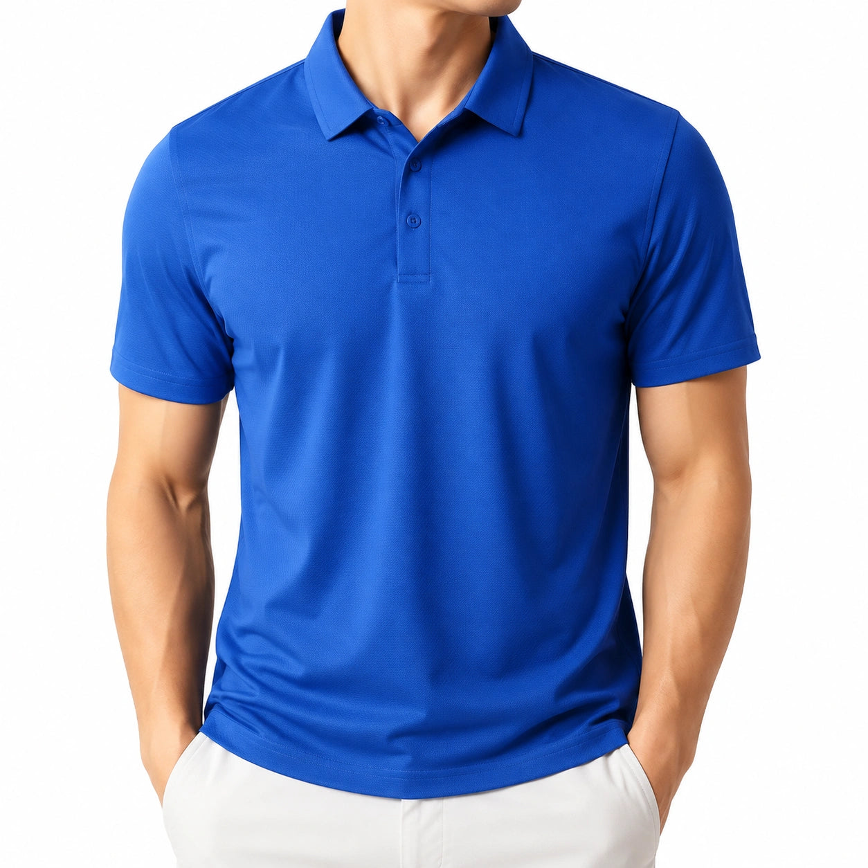 Polo de hombre talla L azul de manga corta de tejido de punto para uso diario
