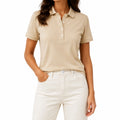 Polo de mujer talla S beige de manga corta estilo clásico