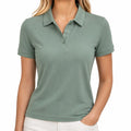 Polo de mujer talla S en tejido de punto verde salvia de manga corta
