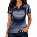 Polo de mujer talla M azul marino y blanco a rayas de manga corta